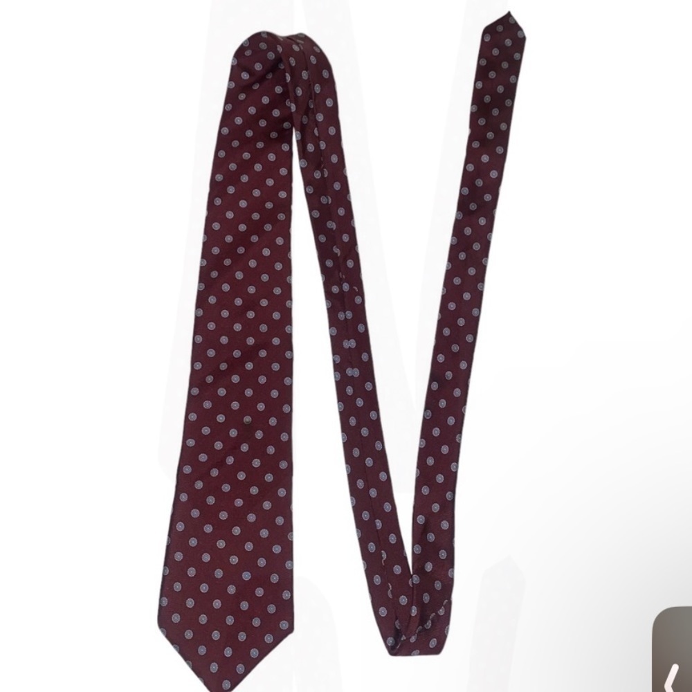 Christian Dior All Silk Maroon/Printed Printed Tie - Picture 6 of 6